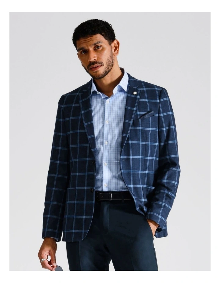 SLIM BLAZER WINDOW PANE BLUE