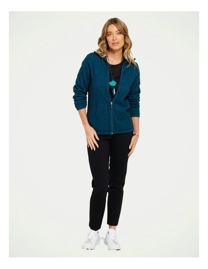 Market Day Possum Zip Cardigan in Teal