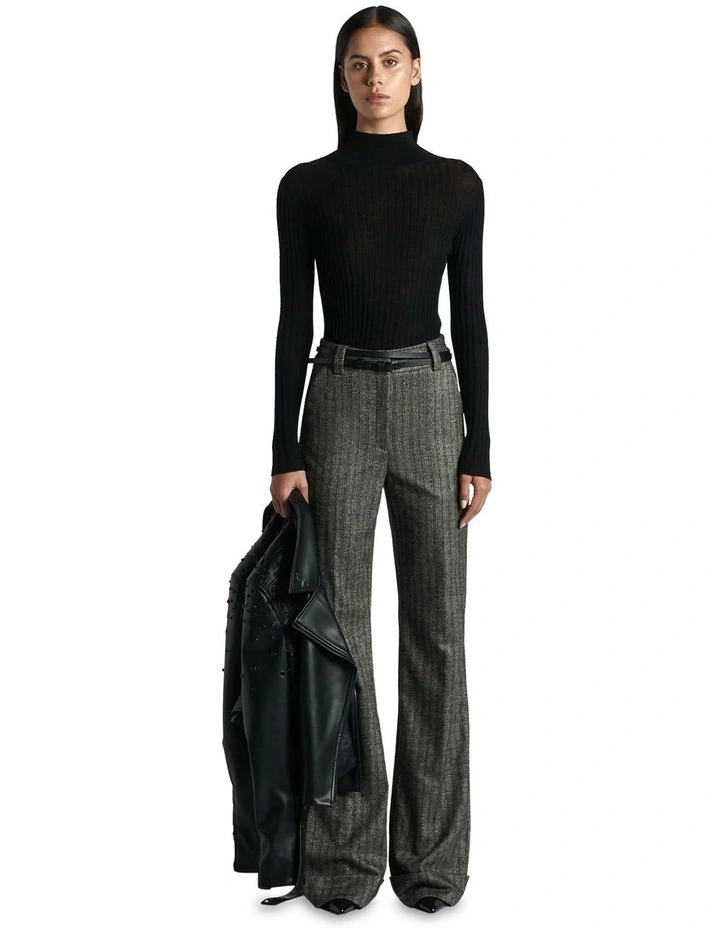 Sheer Merino Wide Rib Knit in Black