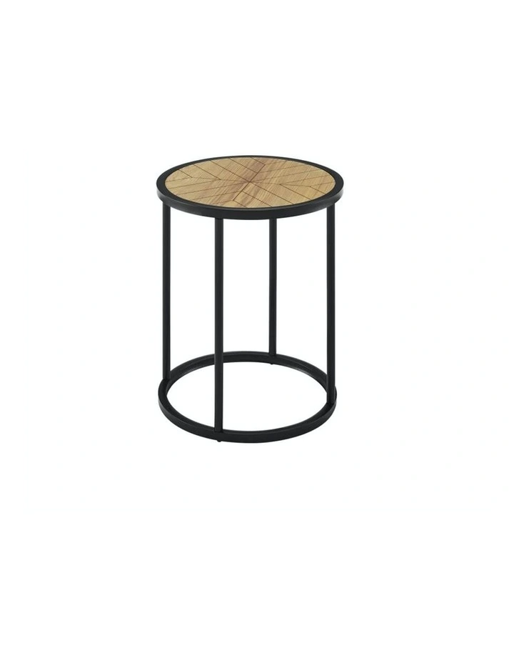 Chevron Pattern 40cm Side Table in Natural/Black