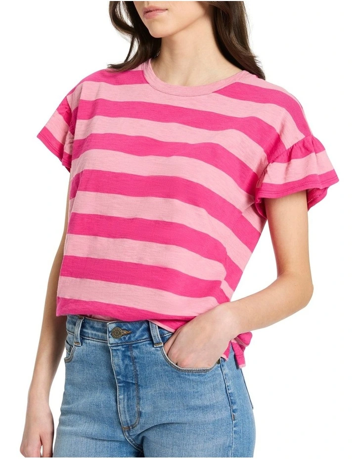 Lucinda Stripe Tee in Pink