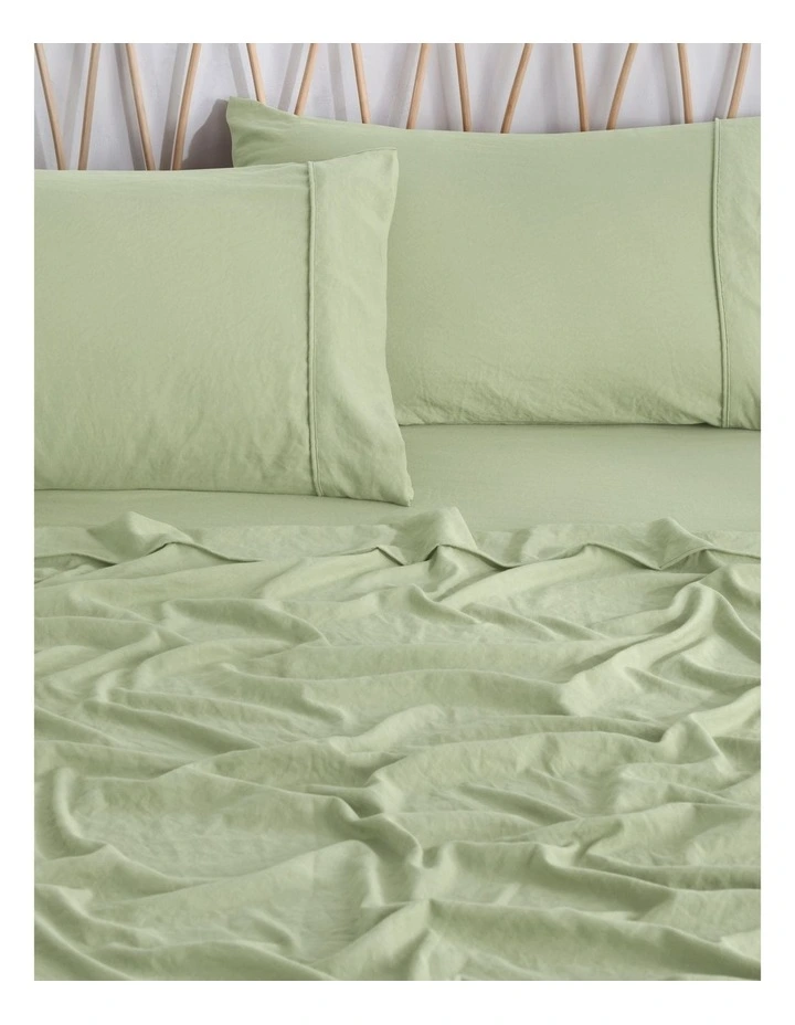 Superfine Washed Microfibre Sheet Set in Sage Green