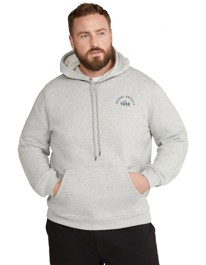 Future Society Print Hoodie in Grey Marle