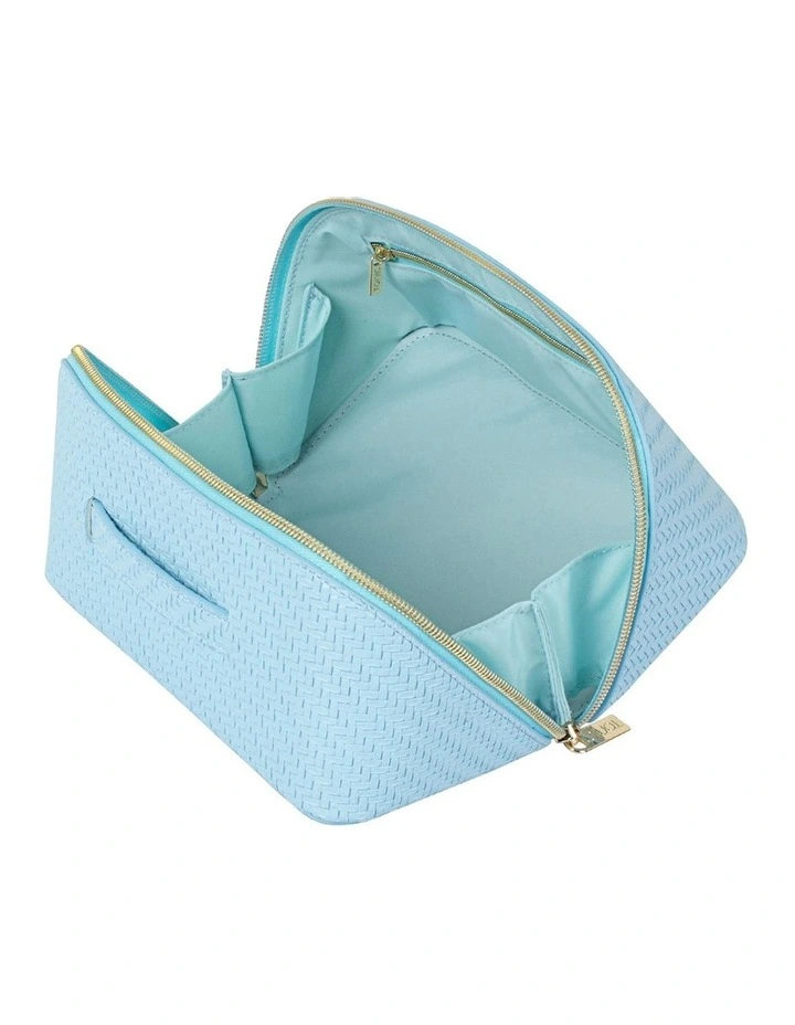 Herringbone Beauty Bag Medium in Bluebell