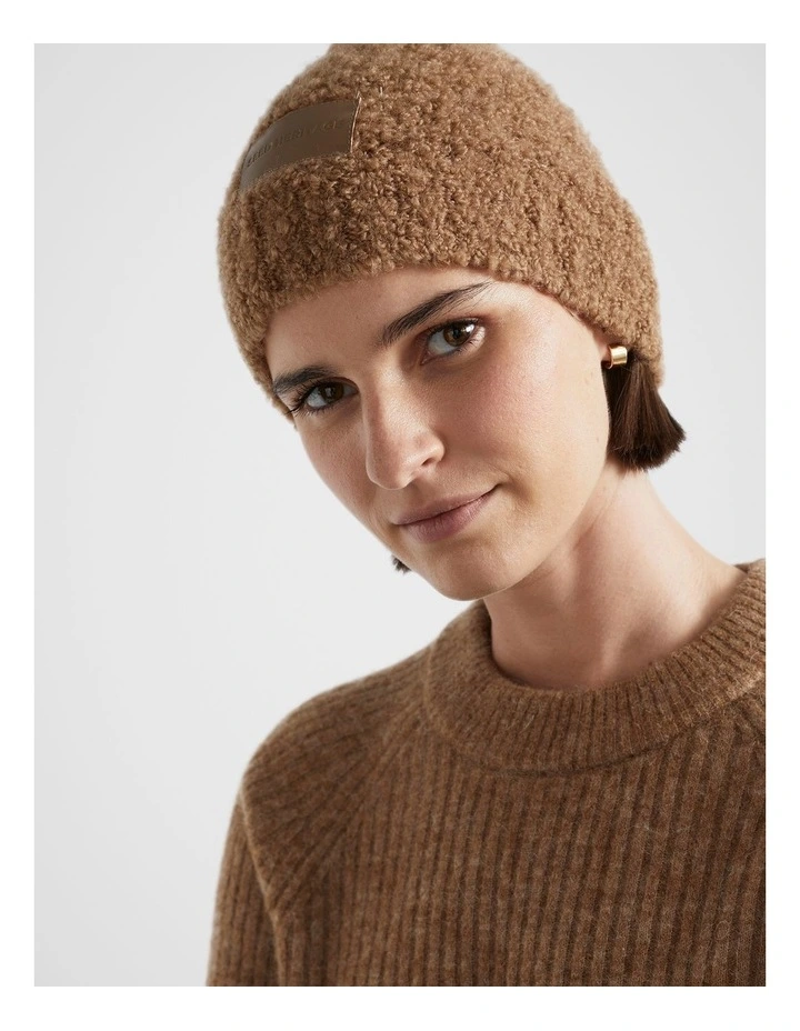 Boucle Logo Detail Beanie in Deep Chai