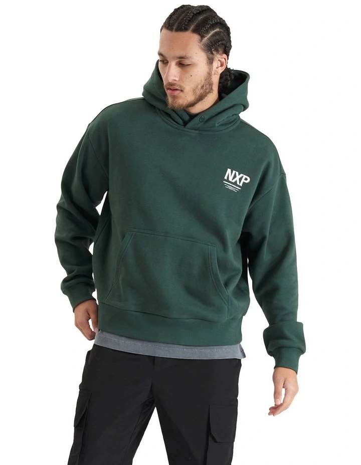 Platinum Heavy Box Fit Hooded Sweater in Green