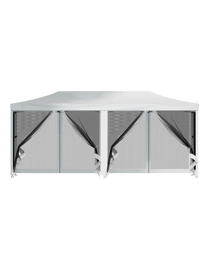 Camping Tent Canopy Shade Pop-Up Gazebo 3x6m in White