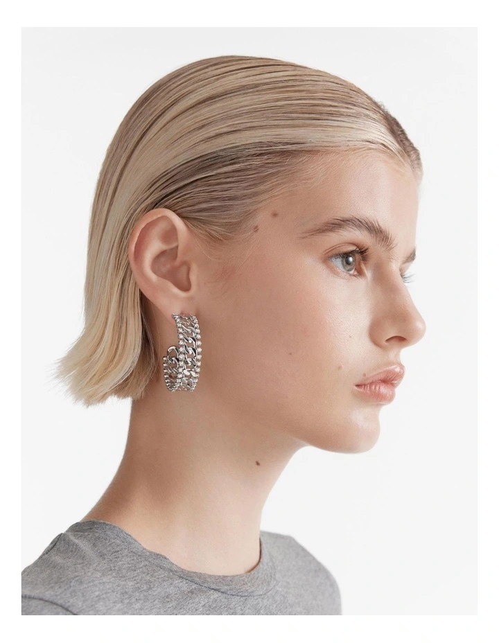 Lost Chain Hoop Earrings in Silver