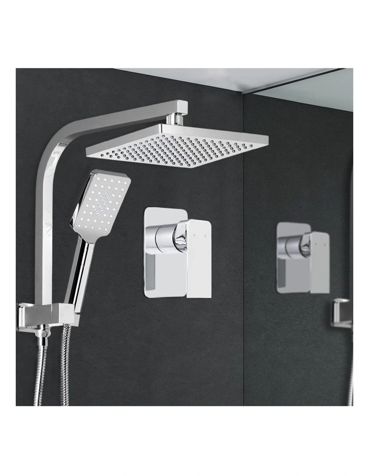 8 Inch Handheld Round High Pressure Rain Shower Head Set Mixer Tap in Chrome
