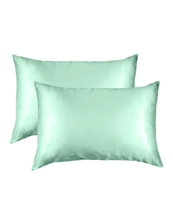Mulberry Soft Silk Hypoallergenic Pillowcase Twin Pack 51x76cm in Mint