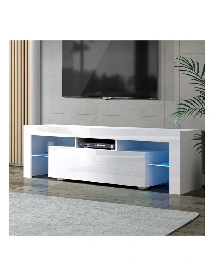 TV Cabinet Entertainment Unit Stand RGB LED in White