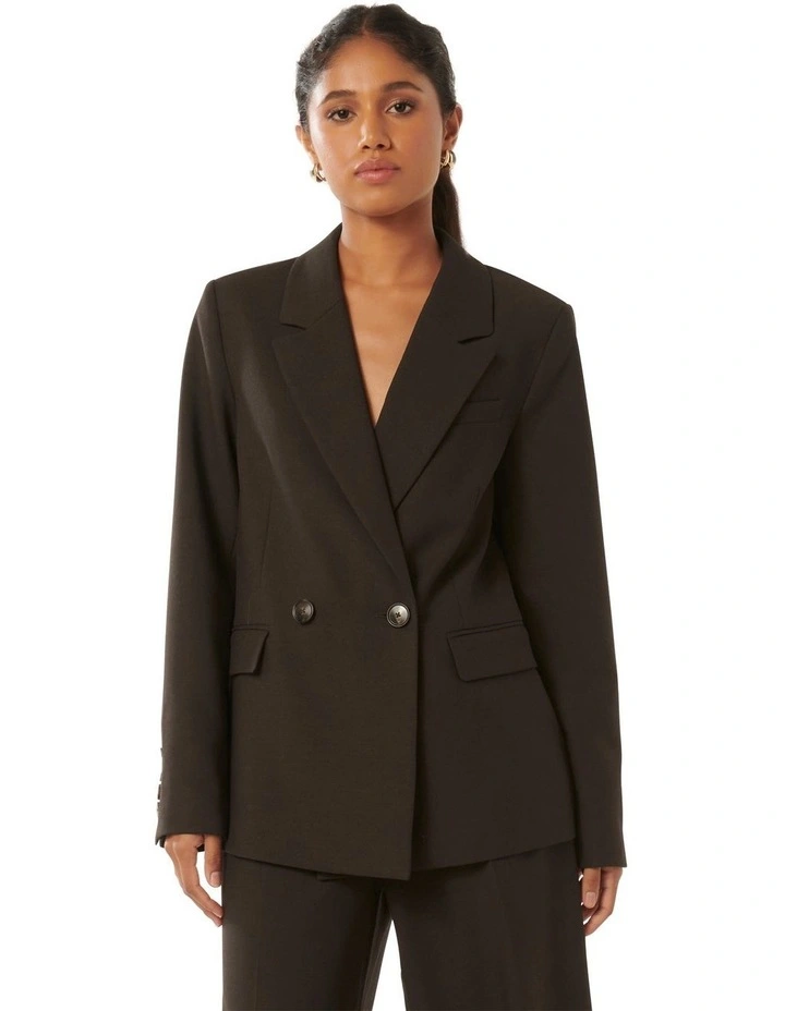Kyla Double Breasted Blazer in Brown