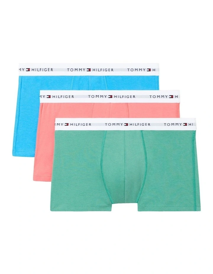 Signature Organic Cotton Essentials Trunks Pack of 3 in Print/White/Desert S