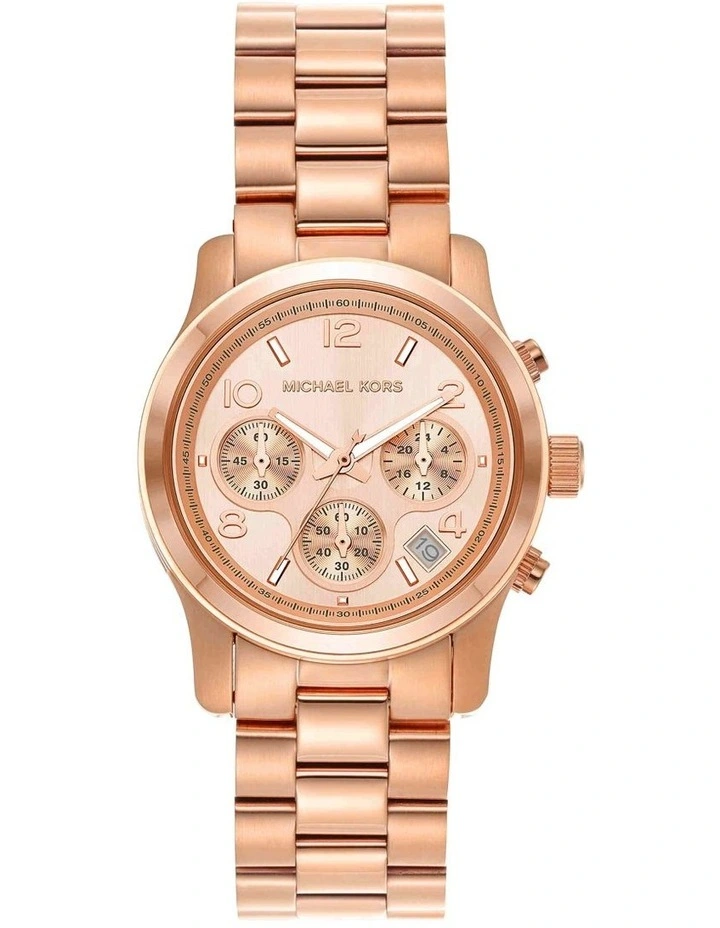 MK7324 Runway Chronograph Watch in Rose