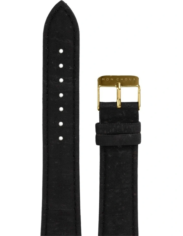 Cork Leather Vegan Watch Strap 18mm in Gold/Black