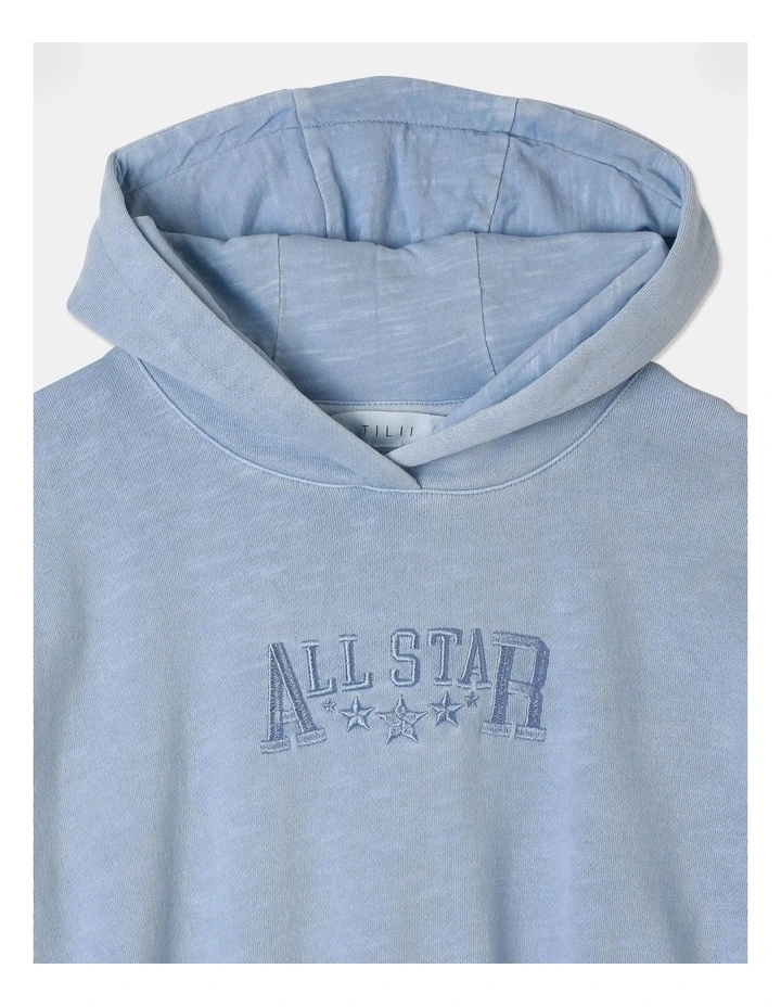 Cropped Fleece Hoodie in Light Blue