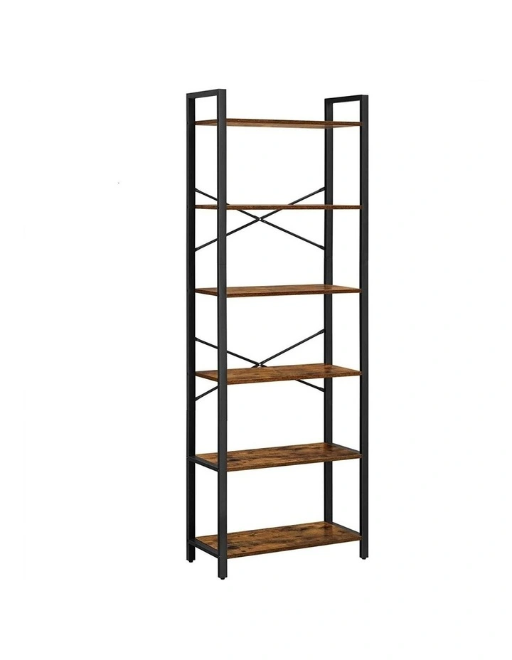 6-Tier Bookcase Storage Shelf with Steel Frame in Black
