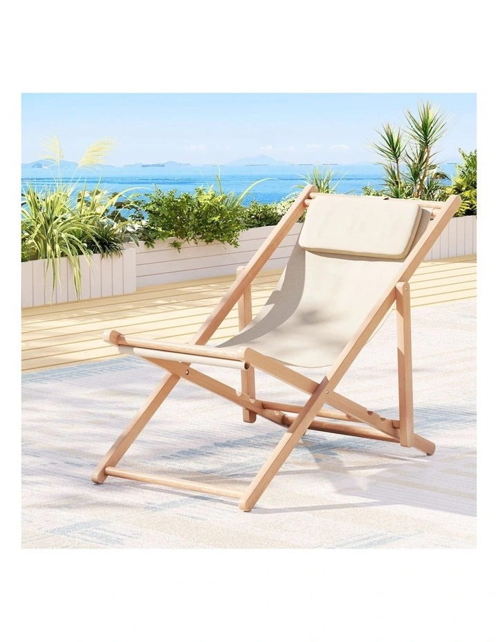 Foldable Beach Chair in Beige