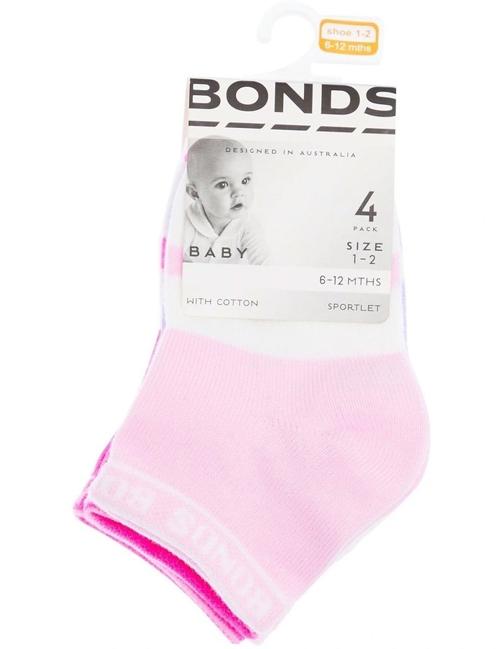 Baby Sportlet Socks 4 Pack in Pink and Purple