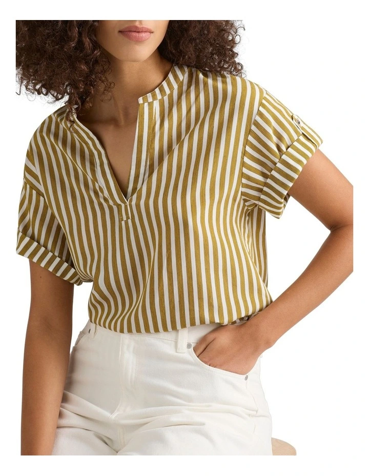 Olympia Stripe Shirt in Mustard Stripe