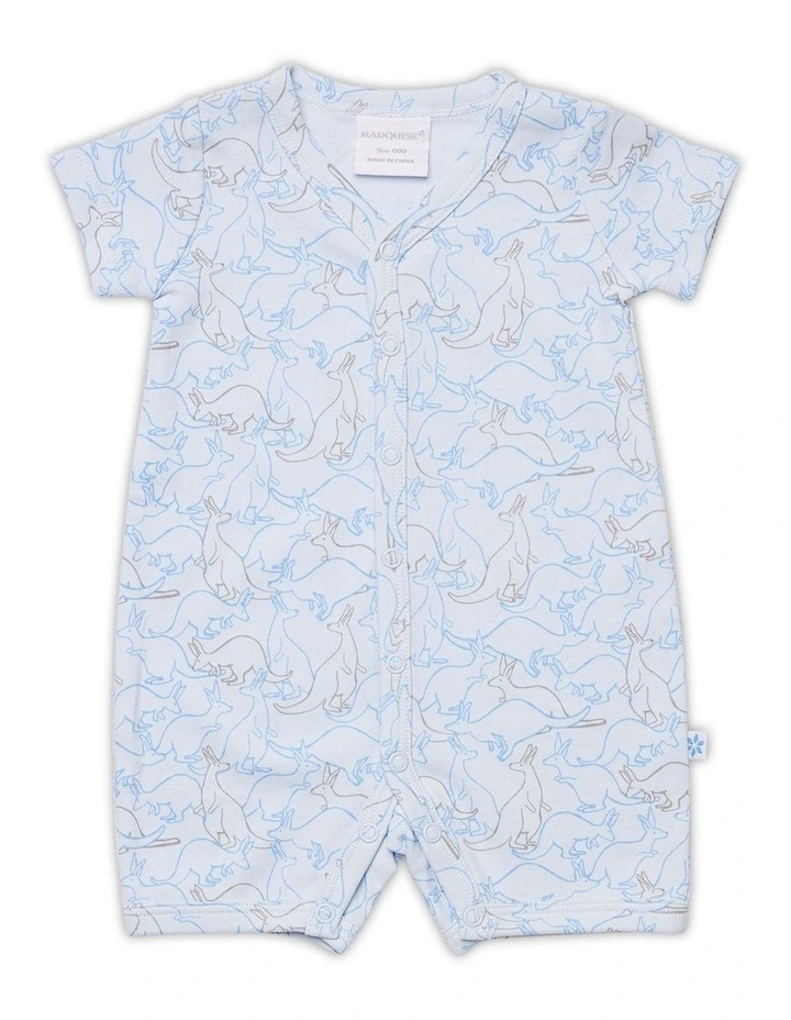 Kangaroo Romper And Bodysuit 2 Pack in Blue Kangaroo/Whale