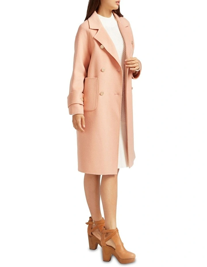 Rumour Has It Oversized Wool Blend Coat in Pink