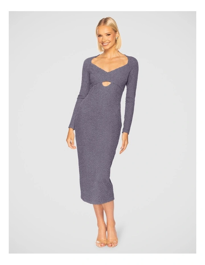 Caris Long Sleeve Midi Dress in Charcoal