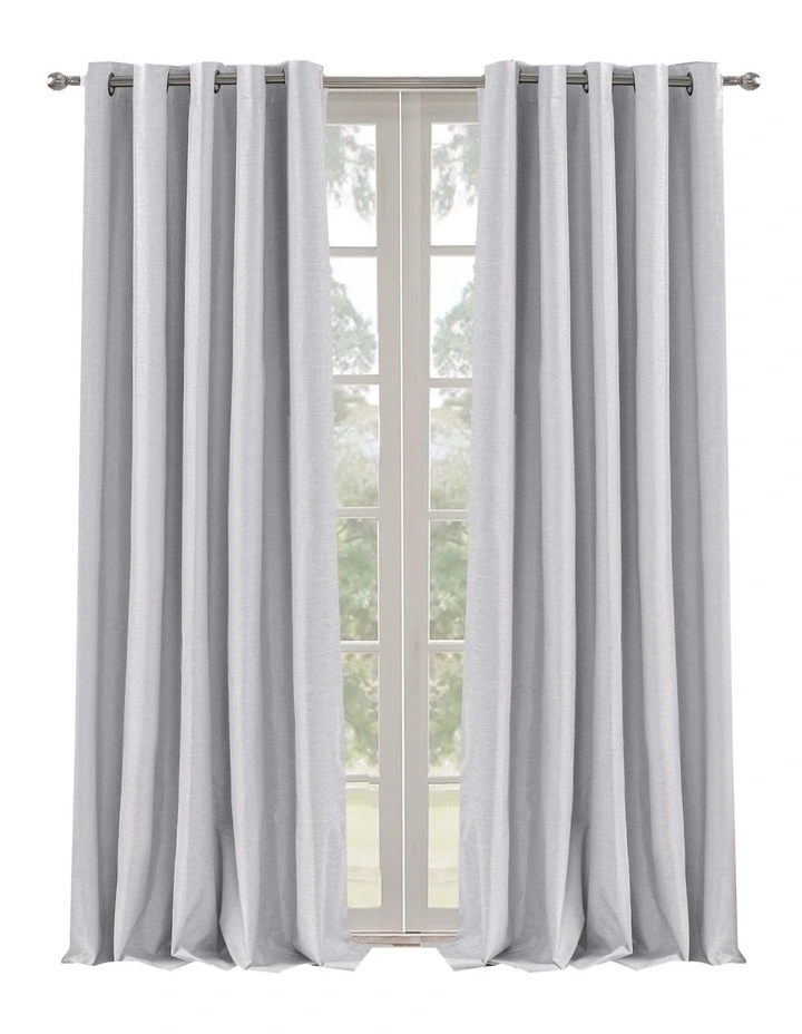 Blockout Eyelet Curtain Pair in Grey