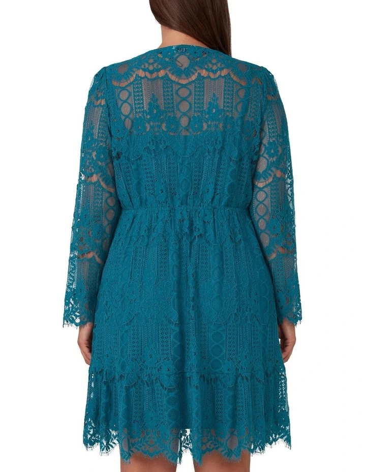 Mini Lace Frill Dress in Blue