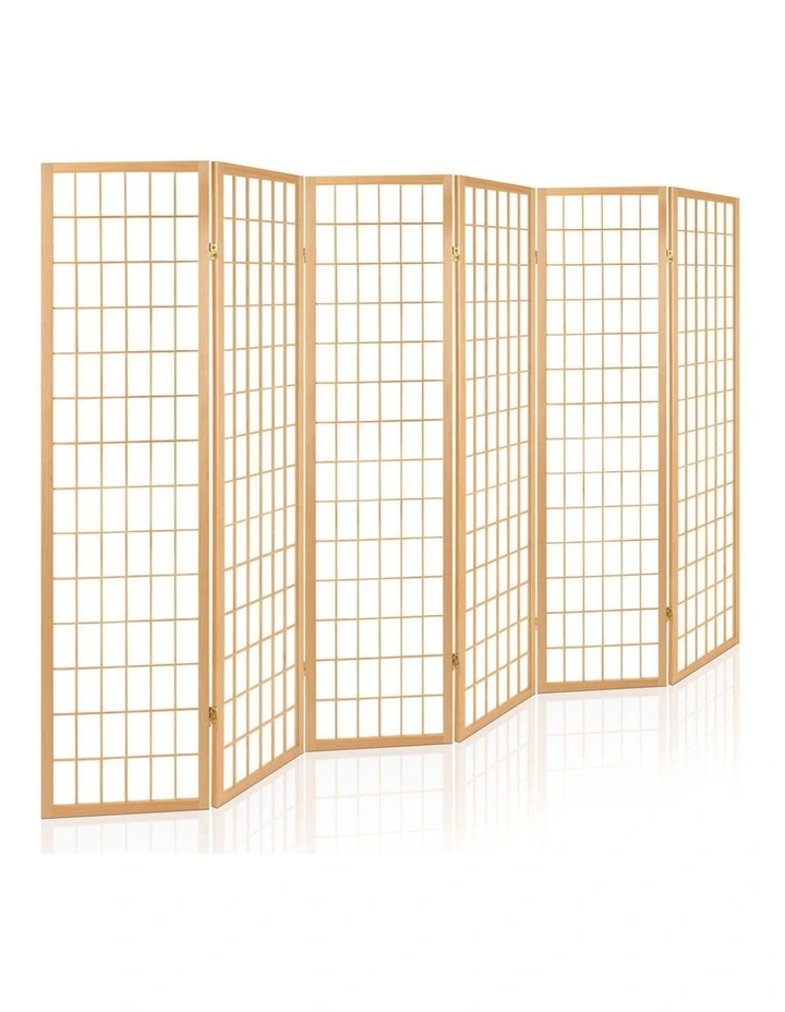 6 Panel Room Divider Screen 261x179cm in Natural