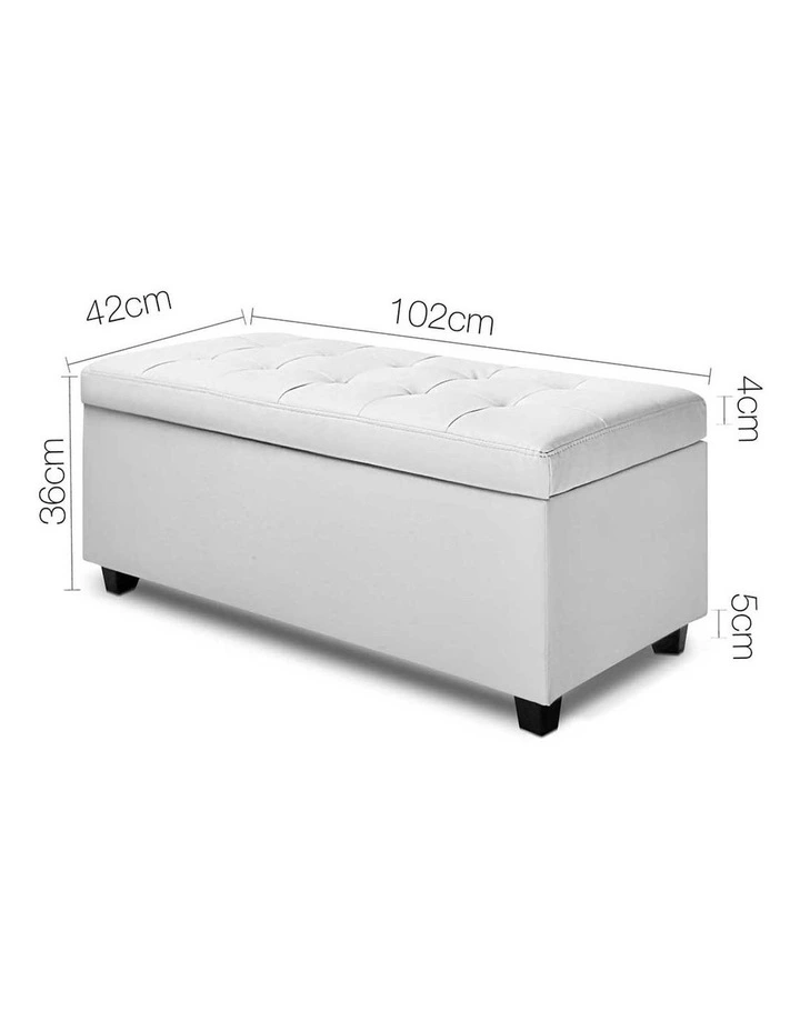 Large PU Leather Storage Ottoman