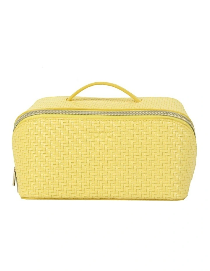Herringbone Beauty Bag Medium in Lemon