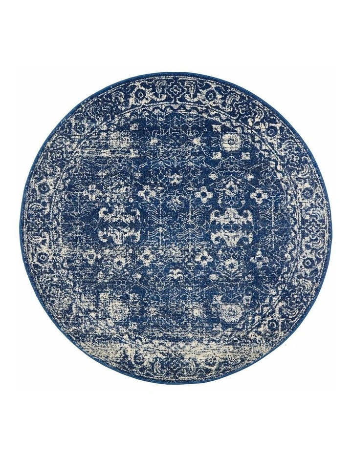 Evoke Oasis Navy Transitional Round Rug In Navy