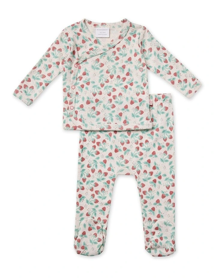 Matching Top and Footed Legging 2 Piece Set in Raspberry