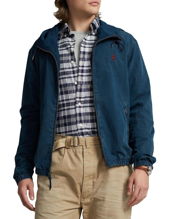 Denim Hooded Jacket in Blue