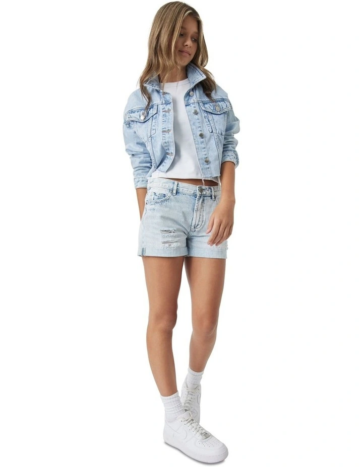 Emma Cuff Denim Short in Island Blue