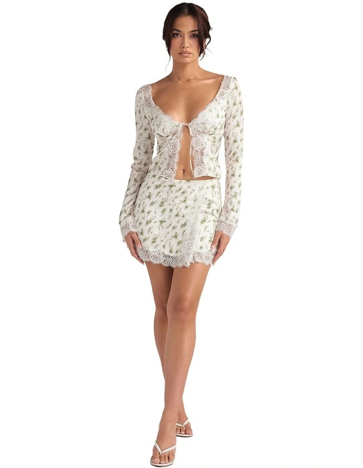 Noemie Lace Trim Mini Skirt in Multi