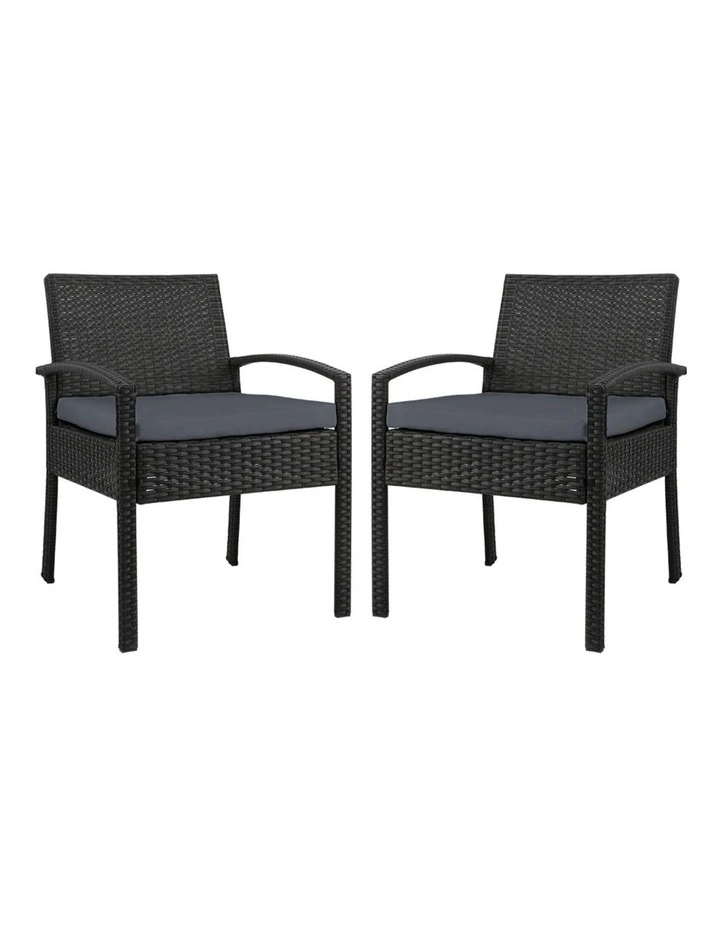 Outdoor Dining Chairs Patio Furniture Rattan Lounge Chair Cushion Felix 2PC