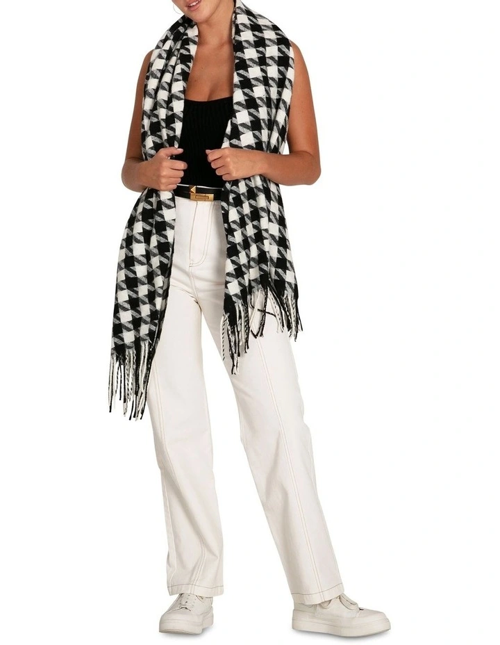 Return To Sender Houndstooth Scarf in Black/White