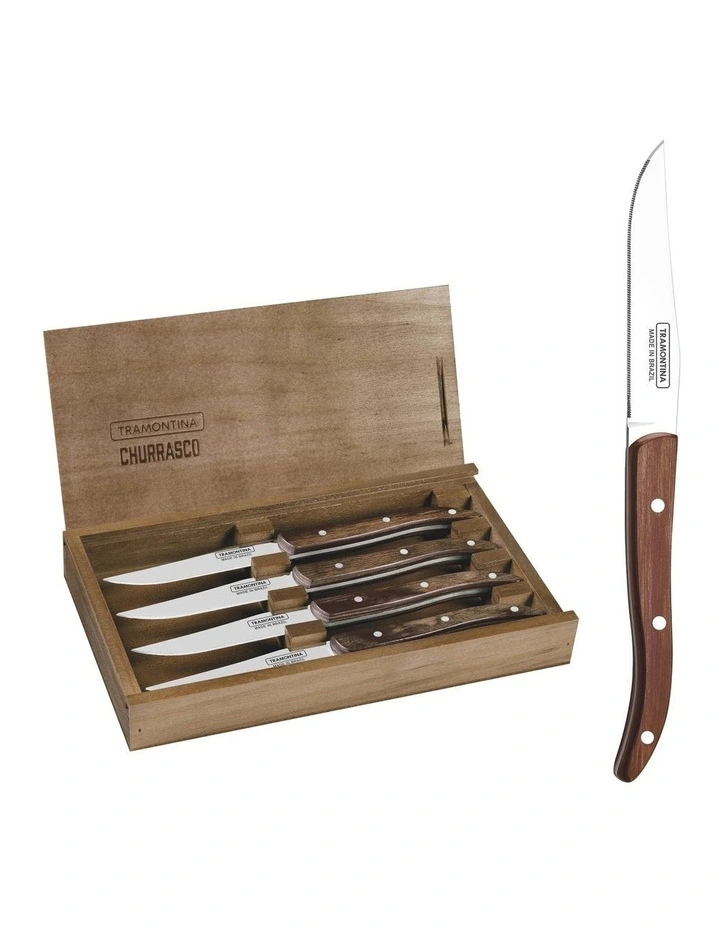 Paisano 4 Piece Knife Set Brown