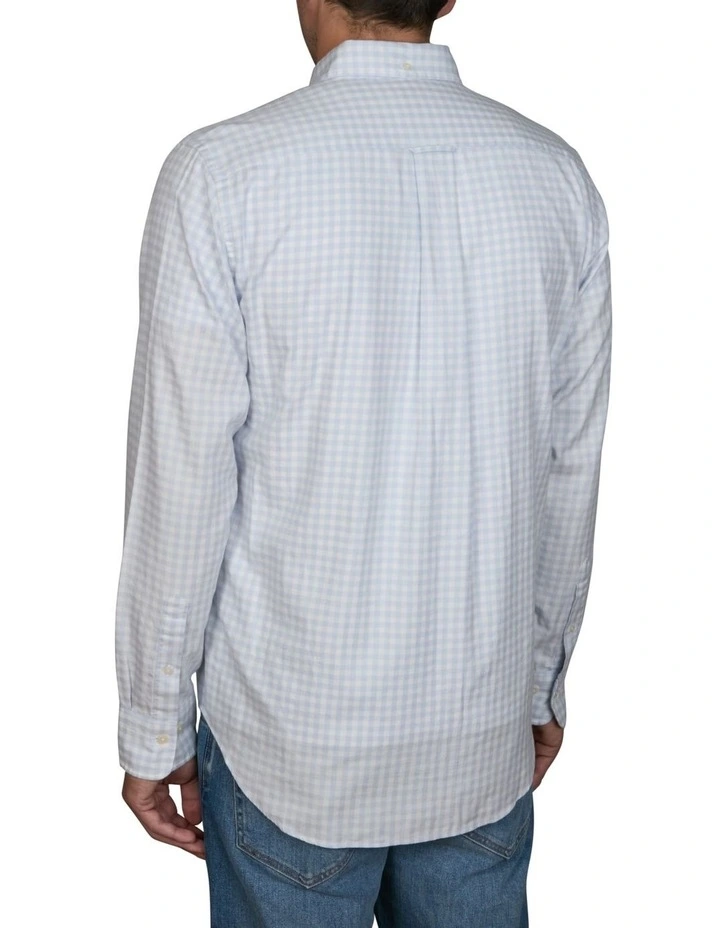 Regular Fit Jaspe Yarn Gingham Shirt in Muted Blue