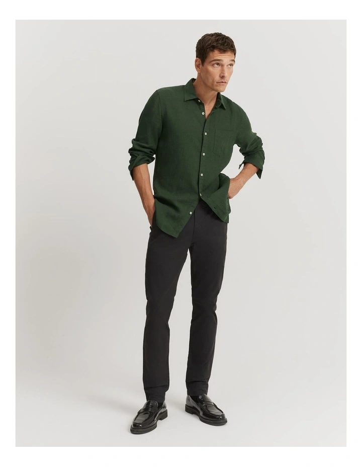 Regular Fit Organically Grown Linen Shirt in Eden Green