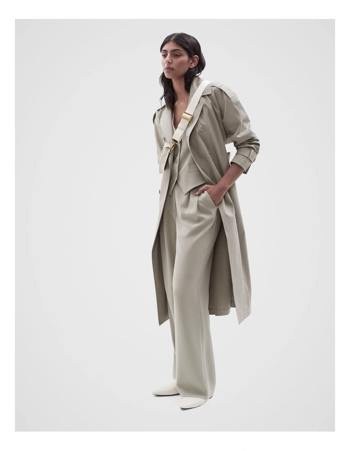Acetate Tailored Vest in Soft Khaki
