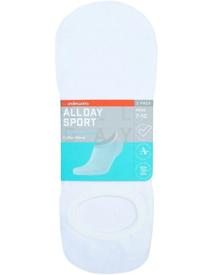 Cushioned Sneaker Sports Sock 3 Pack in White