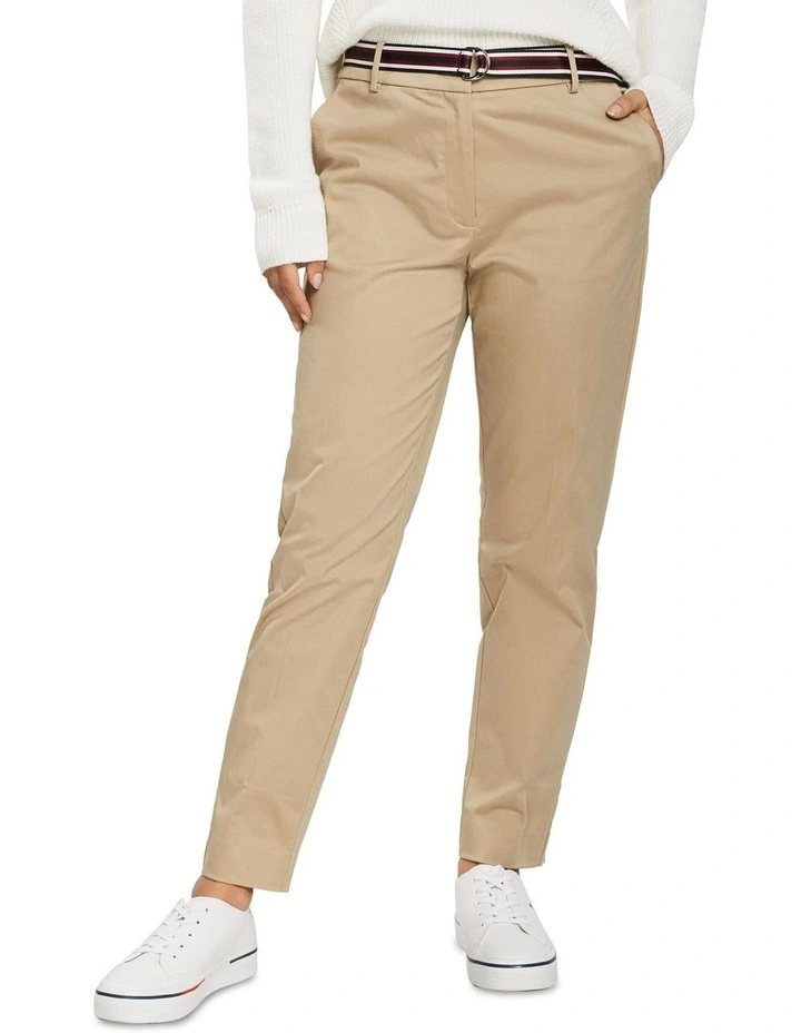 London Slim Ankle Pant in Beige