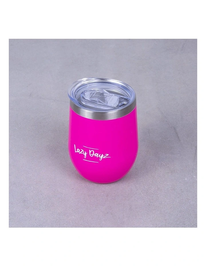 Lazy Dayz Stemless Wine Cup 350ml Pink