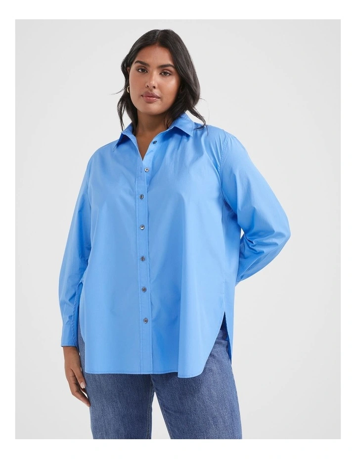 The Cotton Poplin Shirt in Blue