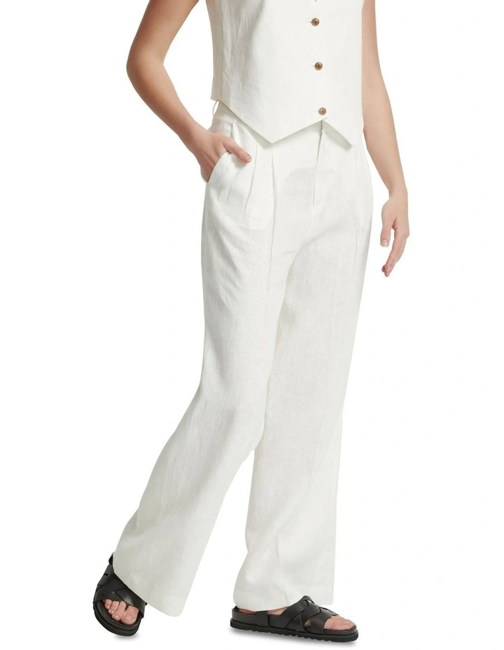 Sonia Linen Wide Leg Pants in Ivory