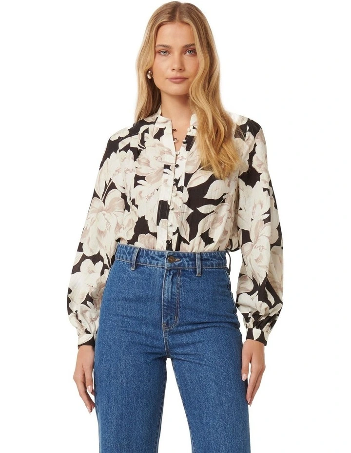 Marianne Top Stitch Blouse in Cream