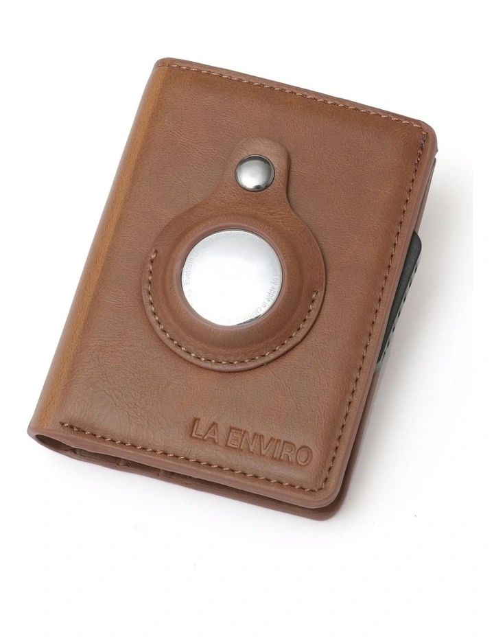 Air Tag Trackable Vegan Leather Wallet in Tan
